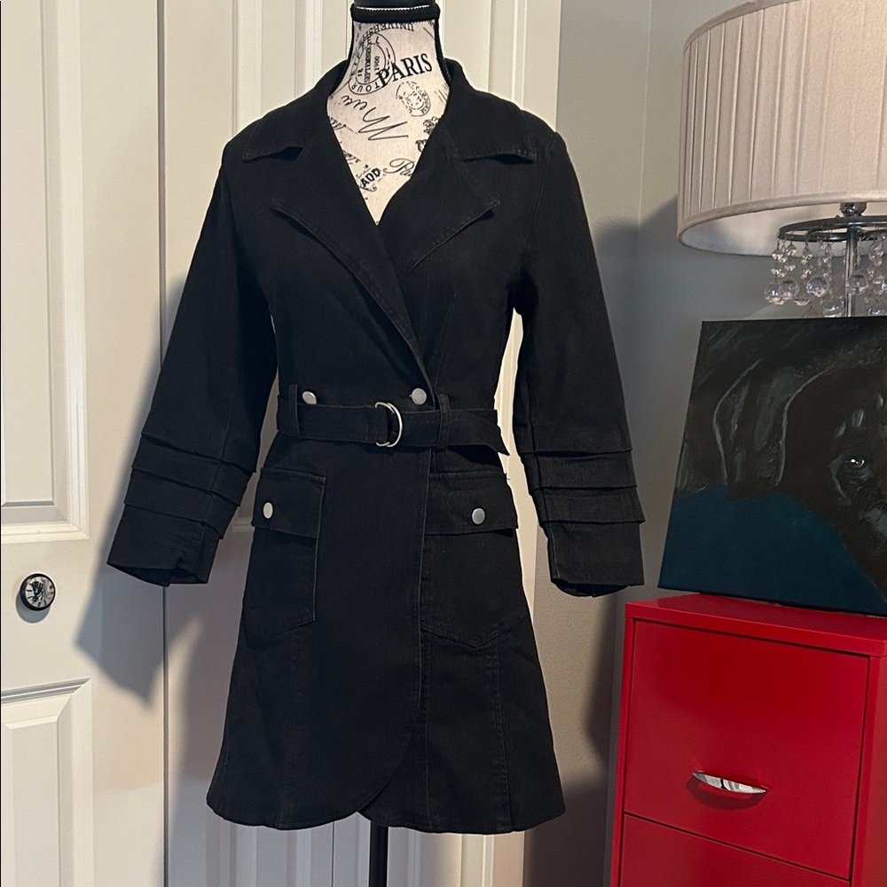 NWT Black Belted Women's Denim Dress